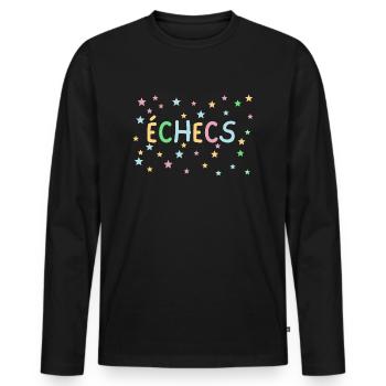 échecs pastel étoiles - T-shirt manches longues Premium bio Homme - noir - Devant - Nico (187cm)