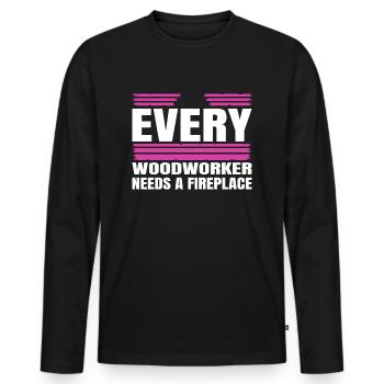 lumberman sayings construction carpenter plumber - Men's Premium Organic Long Sleeve Shirt - black - Front - Nico (187cm)