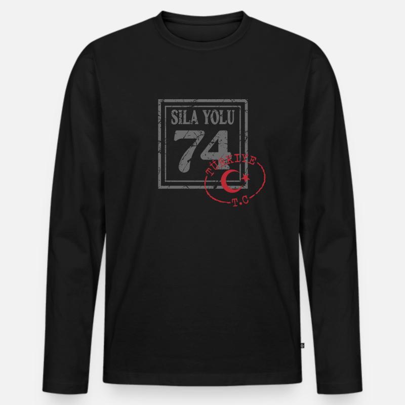 Bartın - Männer Premium Bio Langarmshirt - Schwarz