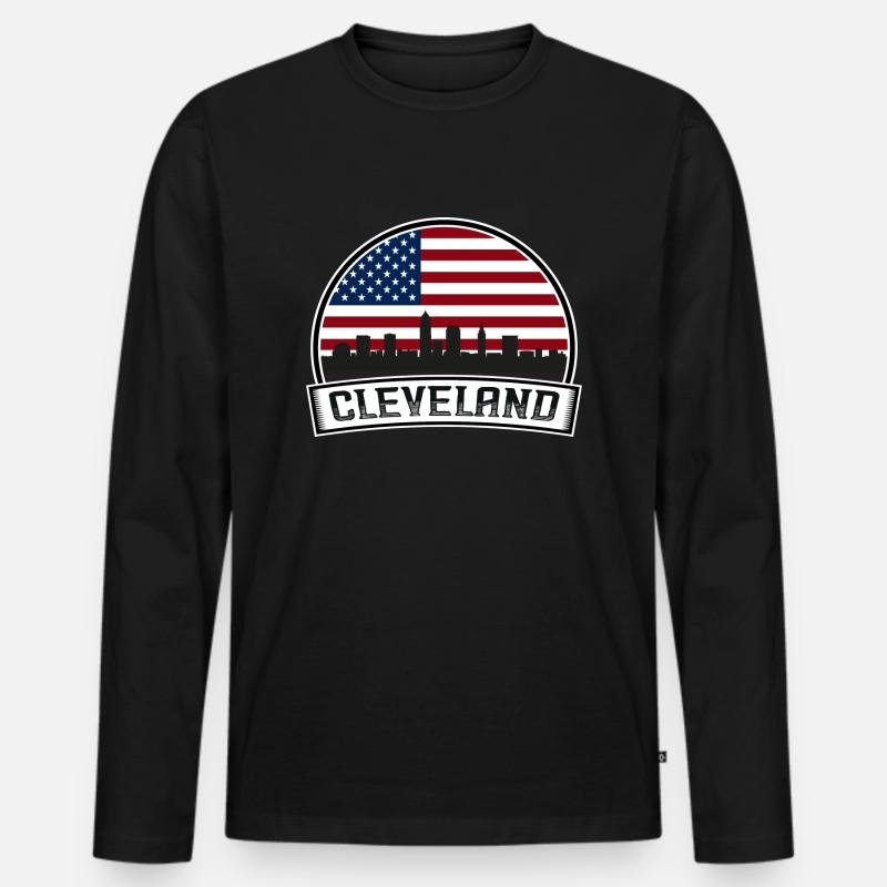 Cleveland Skyline - Männer Premium Bio Langarmshirt - Schwarz