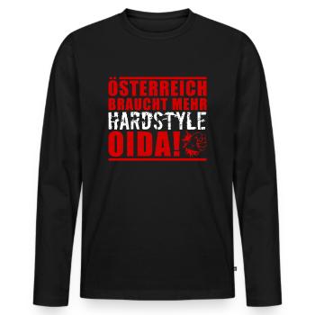 Österreich Hardstyle - Männer Premium Bio Langarmshirt - Schwarz - Vorne - Nico (187cm)