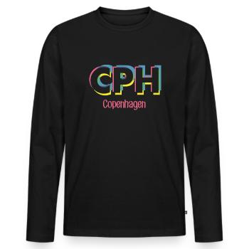 Copenhague - CPH - Copenhague - Dänemark - Danemark - T-shirt manches longues Premium bio Homme - noir - Devant - Nico (187cm)