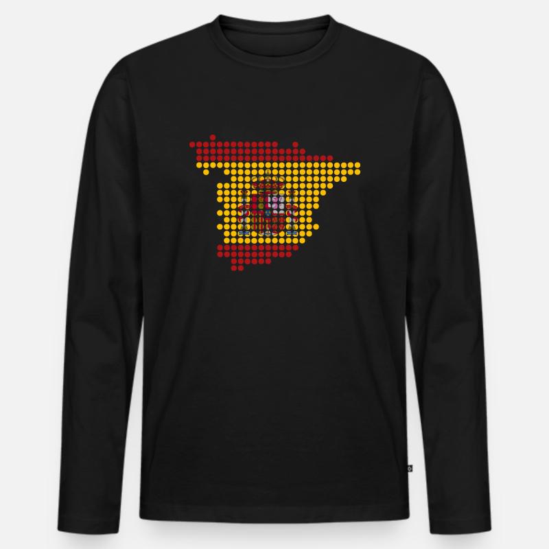 Spanien - Männer Premium Bio Langarmshirt - Schwarz