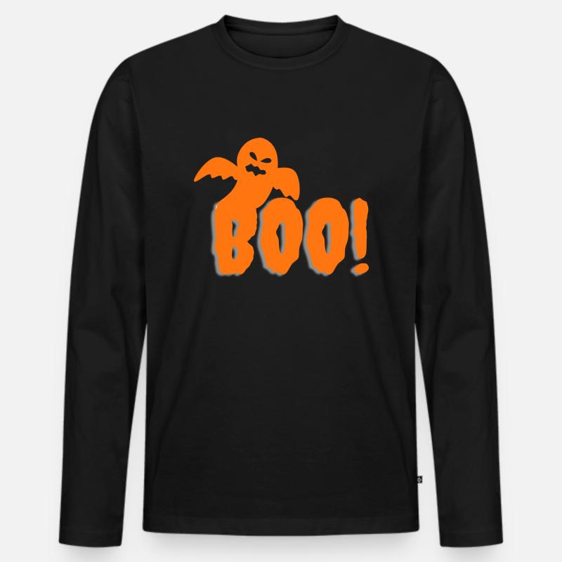 Boo - Männer Premium Bio Langarmshirt - Schwarz