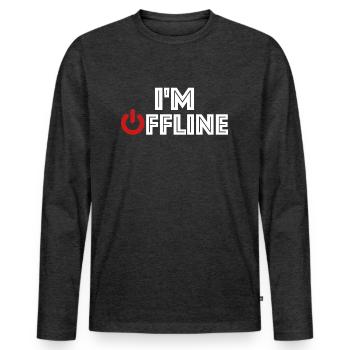Ich bin offline | Internet, Informatik, Gamer - Männer Premium Bio Langarmshirt - Anthrazit meliert - Vorne - Nico (187cm)