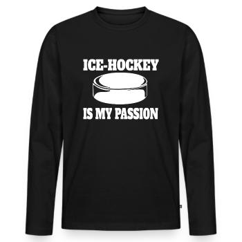 Eishockey Eishockeyteam Geschenk Wintersport - Männer Premium Bio Langarmshirt - Schwarz - Vorne - Nico (187cm)
