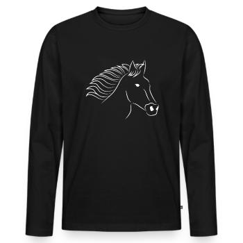 Horse horse head white - Men's Premium Organic Long Sleeve Shirt - black - Front - Nico (187cm)