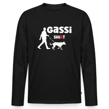 Offizielles Gassi Shi(r)t für jede Runde mit Hund - Männer Premium Bio Langarmshirt - Schwarz - Vorne - Nico (187cm)