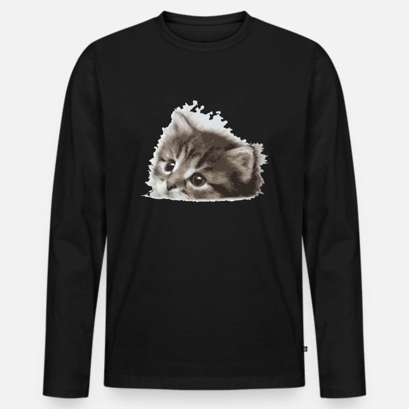Baby Katze - Männer Premium Bio Langarmshirt - Schwarz