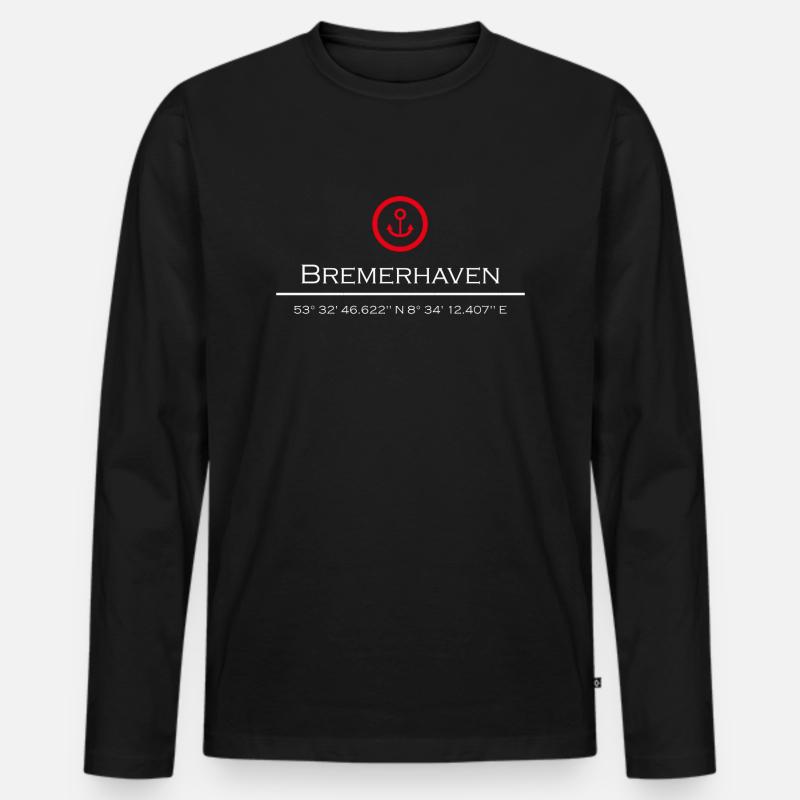 Bremerhaven - Männer Premium Bio Langarmshirt - Schwarz