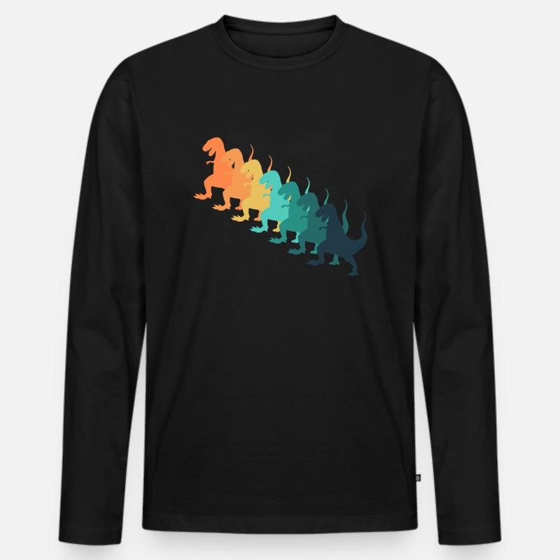 Retro-Dinosaurier - Männer Premium Bio Langarmshirt - Schwarz