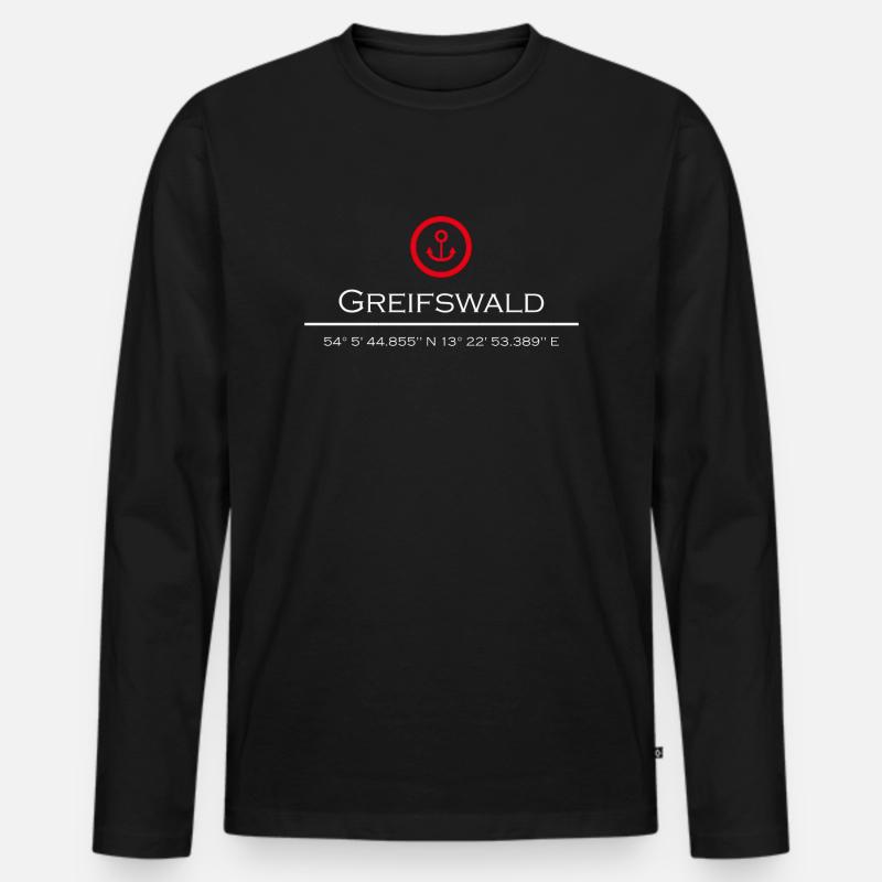 Greifswaldroter Anker - Männer Premium Bio Langarmshirt - Schwarz