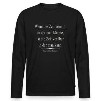 Die Zeit - Männer Premium Bio Langarmshirt - Schwarz - Vorne - Nico (187cm)
