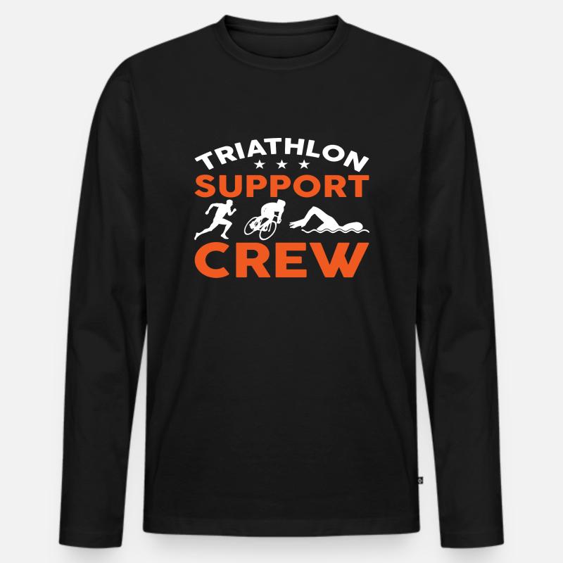 Triathlon Support Crew - Männer Premium Bio Langarmshirt - Schwarz
