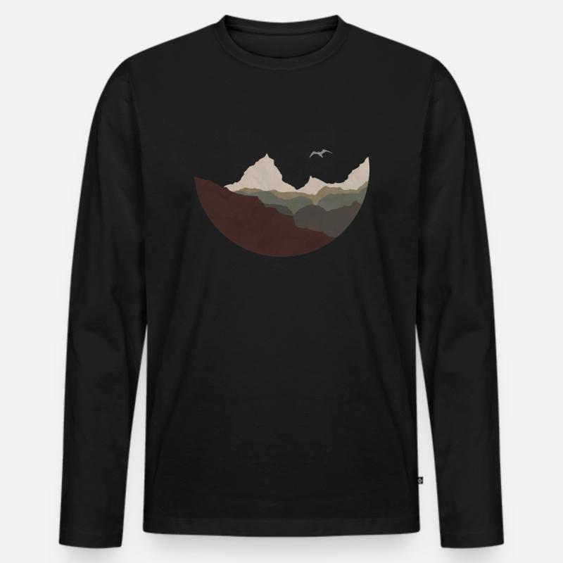 Berge - Männer Premium Bio Langarmshirt - Schwarz