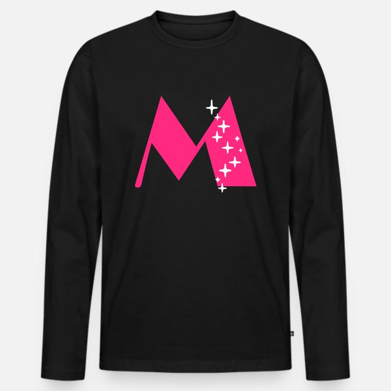 Buchstabe M Glitzer - Männer Premium Bio Langarmshirt - Schwarz