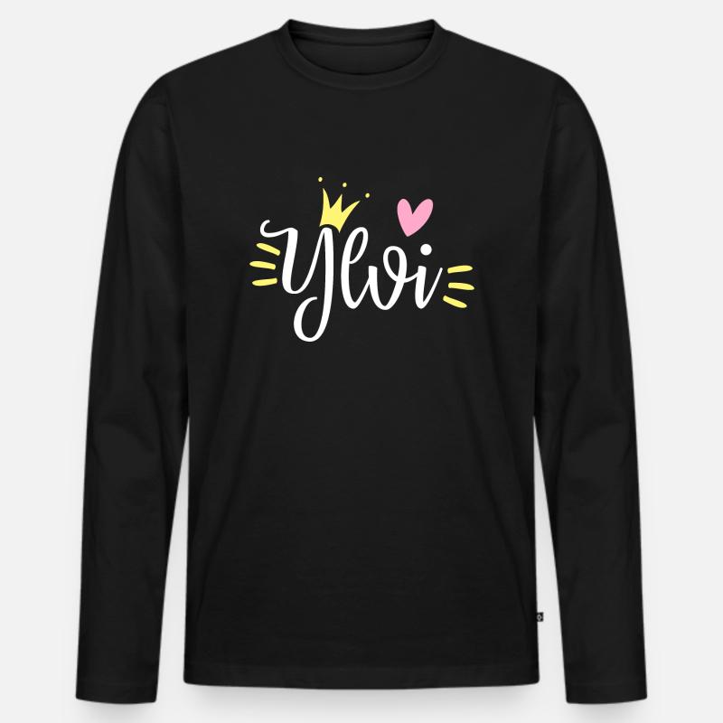 Ylvi Name Krone - Männer Premium Bio Langarmshirt - Schwarz
