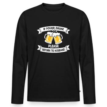 Si vous êtes trouvé ivre, veuillez retourner à la blague du mari de la femme - T-shirt manches longues Premium bio Homme - noir - Devant - Nico (187cm)