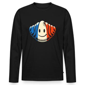 Français Croissant Art - cadeau drôle - T-shirt manches longues Premium bio Homme - noir - Devant - Nico (187cm)
