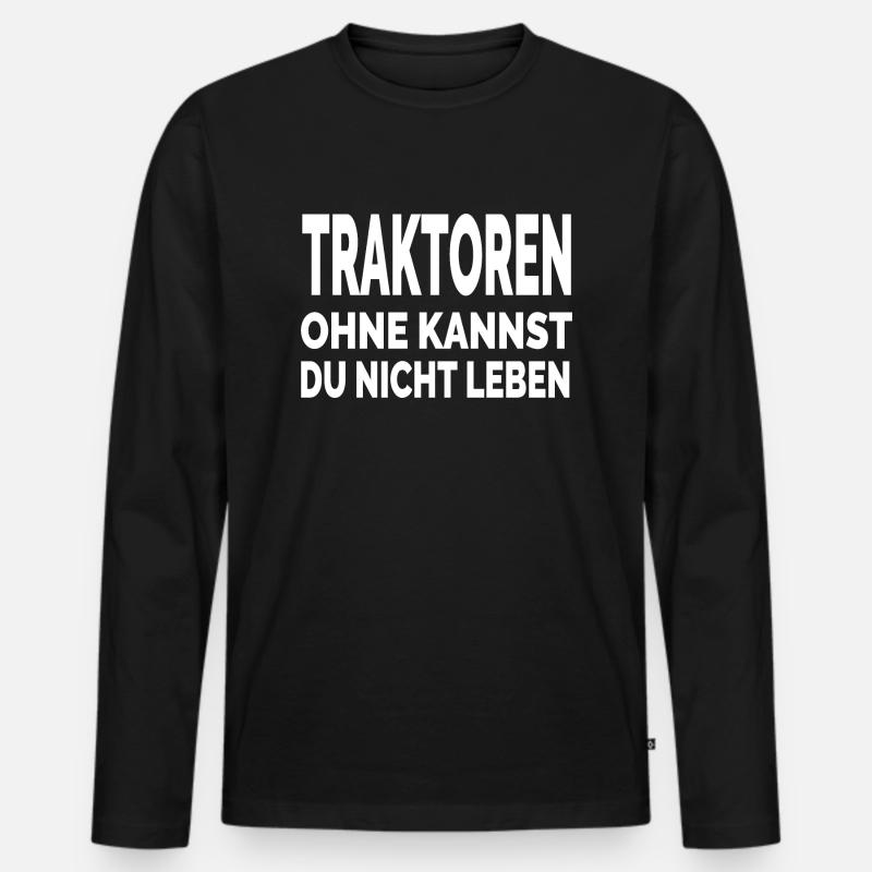 Traktor - Männer Premium Bio Langarmshirt - Schwarz