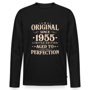 Original Since 1955 Vintage Cadeau d’anniversaire - T-shirt manches longues Premium bio Homme - noir - Devant - Nico (187cm)