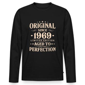 Cadeau d’anniversaire Vintage original 1969 - T-shirt manches longues Premium bio Homme - noir - Devant - Nico (187cm)
