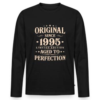 Original Since 1995 Vintage Birthday Gift - Men's Premium Organic Long Sleeve Shirt - black - Front - Nico (187cm)