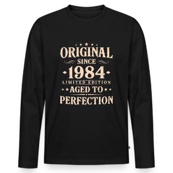 Original seit 1984 Jahrgang Geburtstag Geschenk - Männer Premium Bio Langarmshirt - Schwarz - Vorne - Nico (187cm)