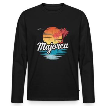 Mallorca - Männer Premium Bio Langarmshirt - Schwarz - Vorne - Nico (187cm)