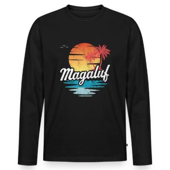 Magaluf - Männer Premium Bio Langarmshirt - Schwarz - Vorne - Nico (187cm)