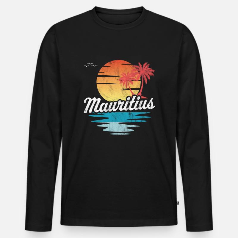 Mauritius - Männer Premium Bio Langarmshirt - Schwarz