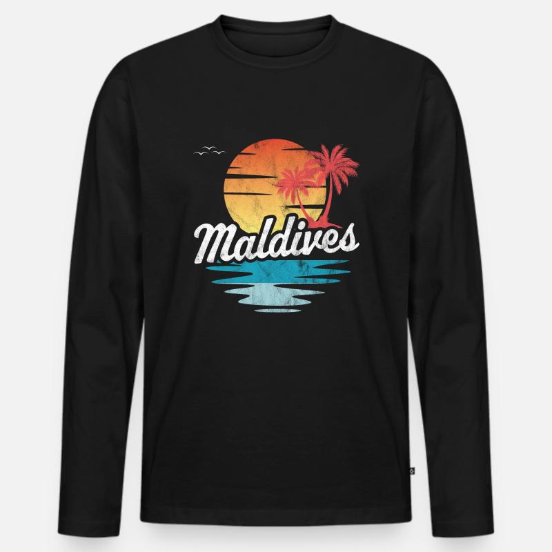 Malediven - Männer Premium Bio Langarmshirt - Schwarz