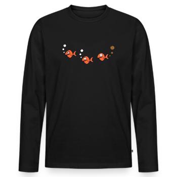 Funny Fish | Sea, Bubble, Fart - Men's Premium Organic Long Sleeve Shirt - black - Front - Nico (187cm)