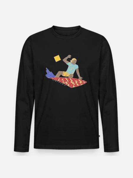 Surfer-Labyrinth - Männer Premium Bio Langarmshirt - Schwarz