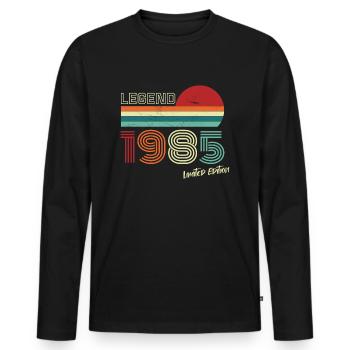 Legend 1985 Birthday Shirt Gift Anniversary - Men's Premium Organic Long Sleeve Shirt - black - Front - Nico (187cm)