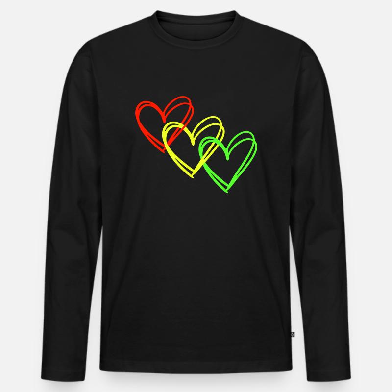 Herzen <3 Herzkette ♥ Liebe - Männer Premium Bio Langarmshirt - Schwarz