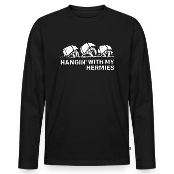 Sur la route avec mes Hermies - T-shirt manches longues Premium bio Homme - noir - Devant - Nico (187cm)