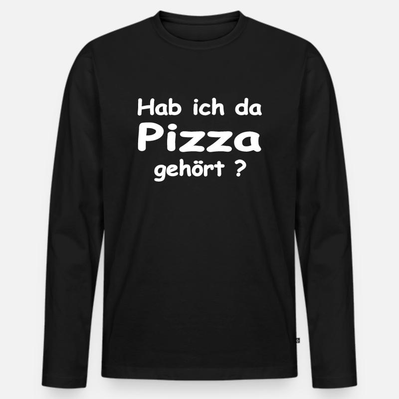 Pizza - Männer Premium Bio Langarmshirt - Schwarz