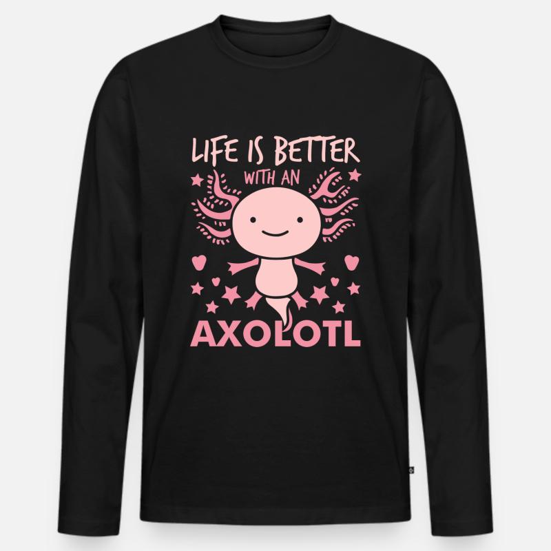 Axolotl - Männer Premium Bio Langarmshirt - Schwarz