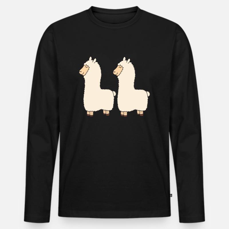 lama doppelpack - Männer Premium Bio Langarmshirt - Schwarz