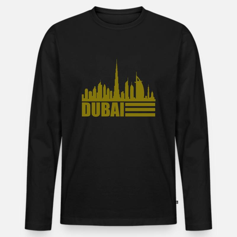 dubai skyline 1 - Männer Premium Bio Langarmshirt - Schwarz
