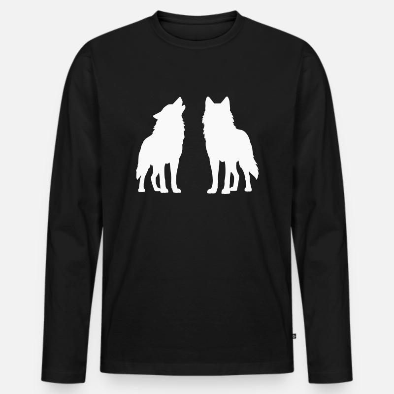 woelfe 2 - Männer Premium Bio Langarmshirt - Schwarz