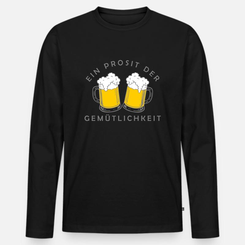 Bier - Ein Prosit der Gemütlichkeit - Männer Premium Bio Langarmshirt - Schwarz