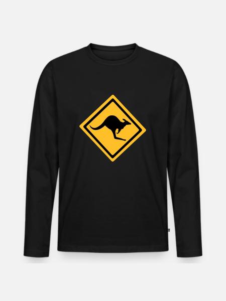 Australian Kangaroo Sign - Men's Premium Organic Long Sleeve Shirt - black