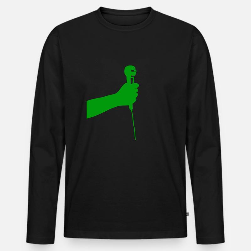 Mikrofon (grün) - Männer Premium Bio Langarmshirt - Schwarz