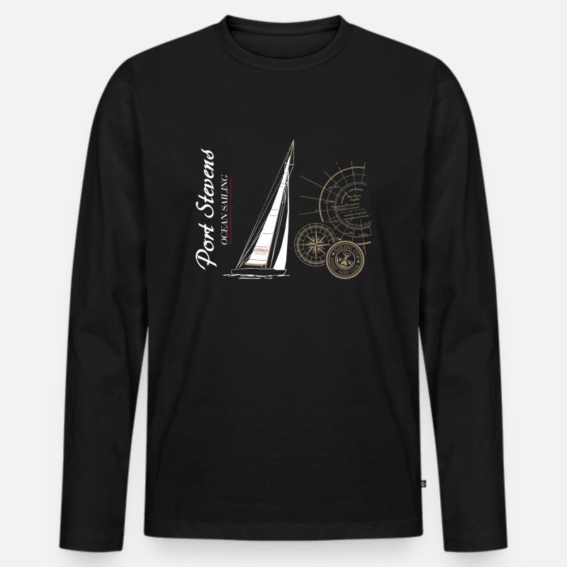 Segelboot - Männer Premium Bio Langarmshirt - Schwarz