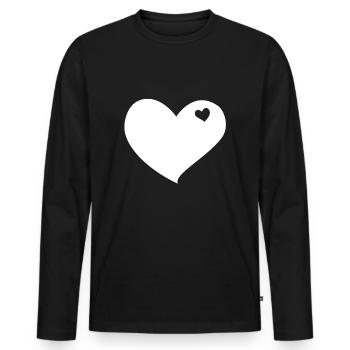 Heart White - Männer Premium Bio Langarmshirt - Schwarz - Vorne - Nico (187cm)