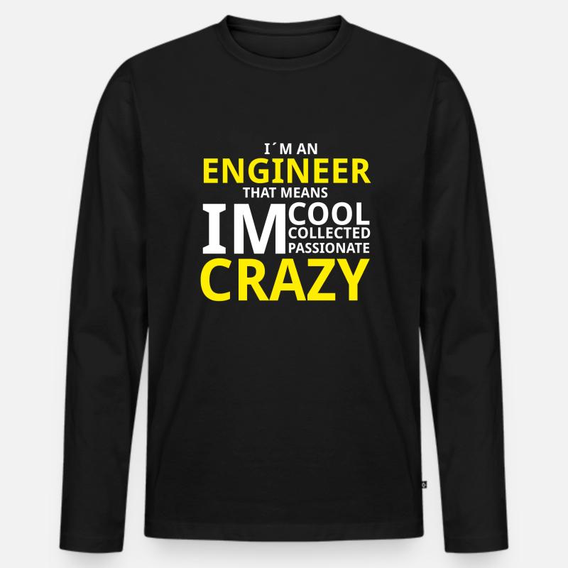 Crazy Engineer - Männer Premium Bio Langarmshirt - Schwarz