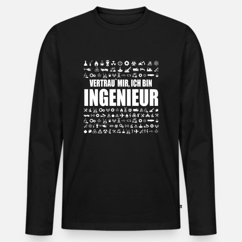 Vertrau mir ich bin Ingenieur - Männer Premium Bio Langarmshirt - Schwarz
