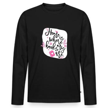 Home is - Men's Premium Organic Long Sleeve Shirt - black - Front - Nico (187cm)